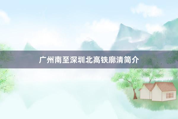 广州南至深圳北高铁廓清简介