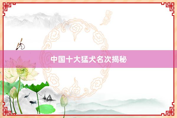 中国十大猛犬名次揭秘